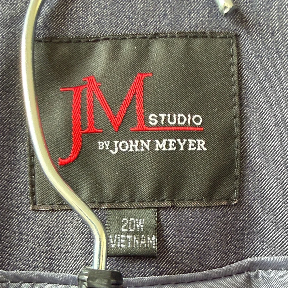 New Tailored Dark Denim Blue Pants Suit with Cream Trim - Picture 3 of 5